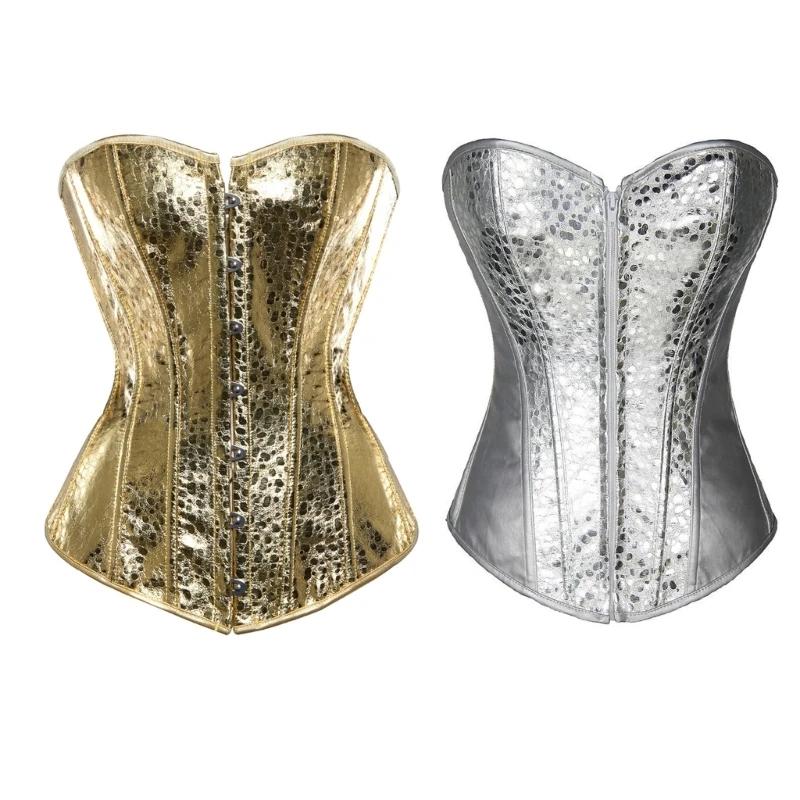 Womens Metalic glitter Boned Overbust ڸ Bustier  Bodyshaper ž Ƽ  Ʈ Ʃ ž